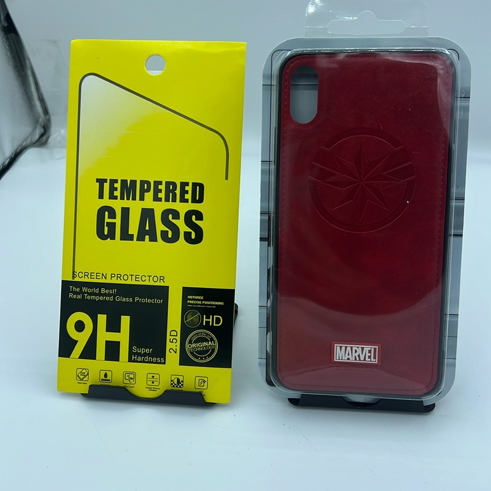 Leather Captain Marvel Avengers iPhone X /XS Case With Screen Protector